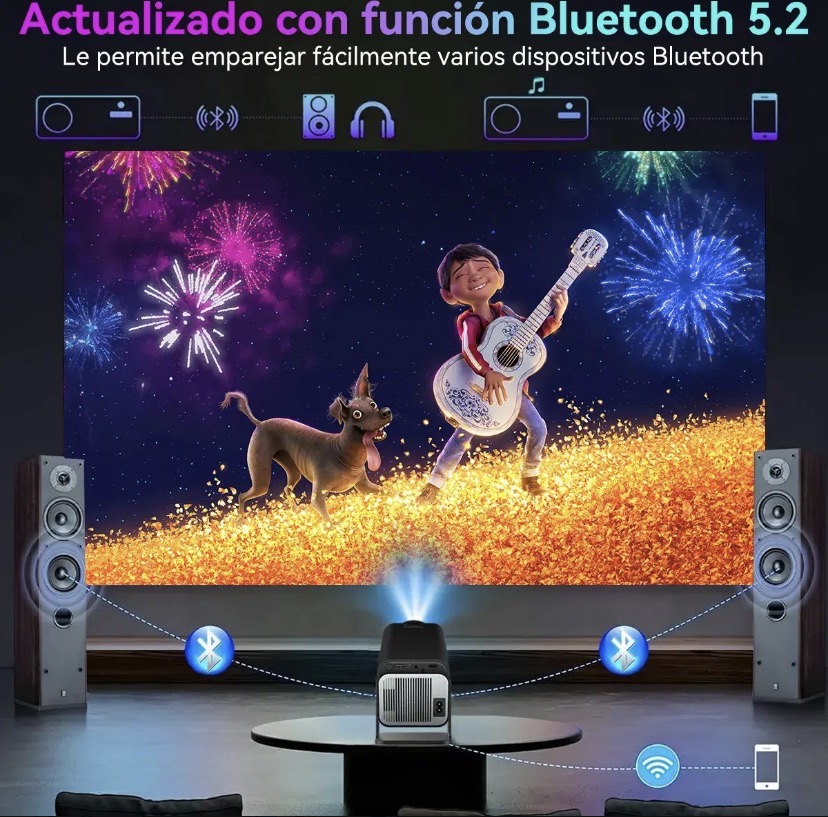 Proyector LAVAVIDA HY320 Pro Mini 1080p Android Wi-Fi y Bluetooth